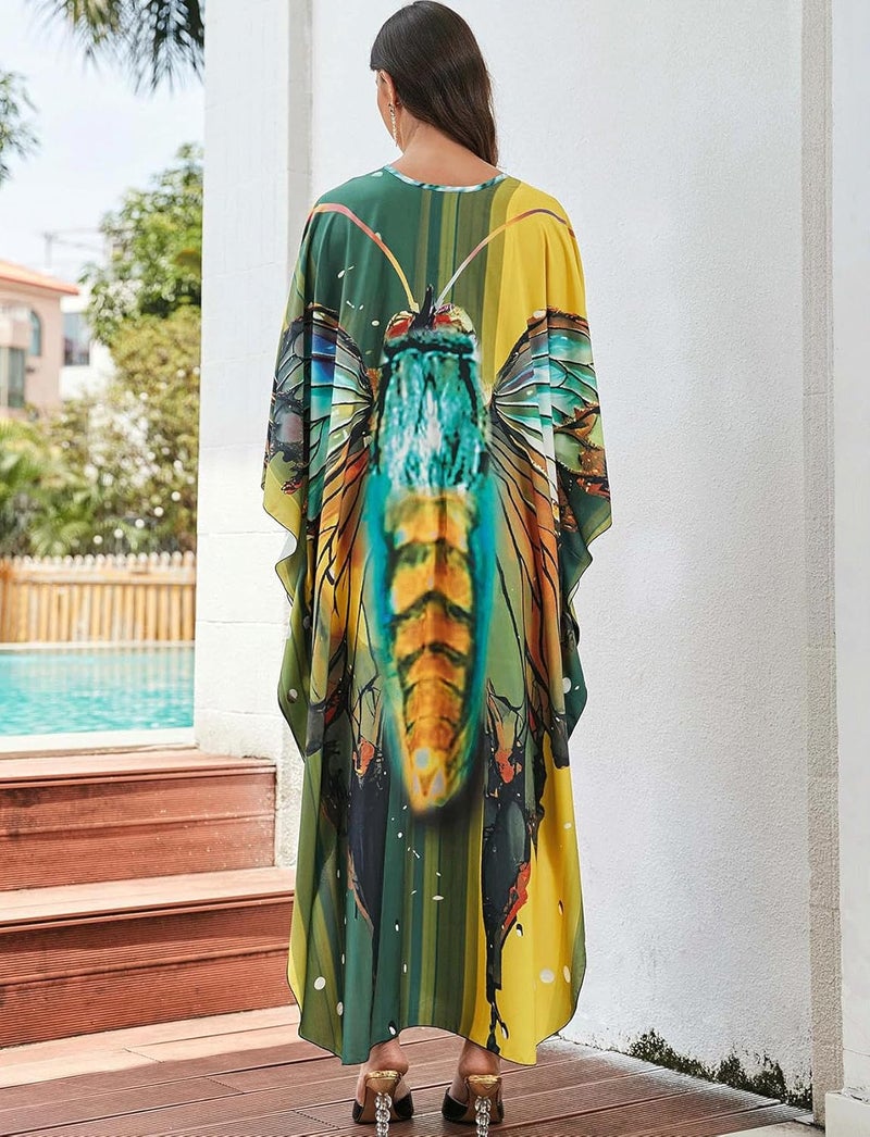 KECVOT Kaftan Dresses for Women Plus Size Batwing Sleeve Caftans Long Bathing Suit Cover Up Maxi Beach Dress Loungewear - Image 4
